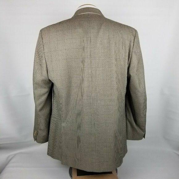 Michael Kors Mens Sport Coat 46L Brown Houndstooth - Picture 5 of 11